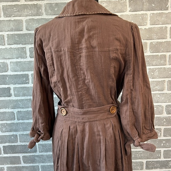 Cocoa Brown Belted Cotton Coat Dress Trench Style Women’s Size L NWT - Picture 6 of 12